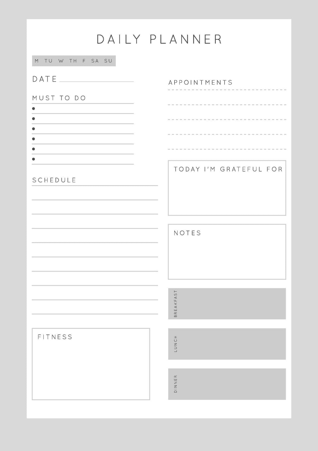 Minimal Daily Planner Printable (Instant Download)