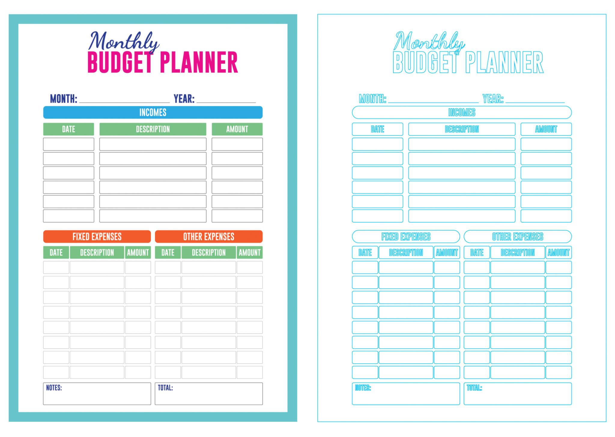 Monthly Budget & Expense Tracker Printable