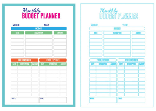 Monthly Budget & Expense Tracker Printable