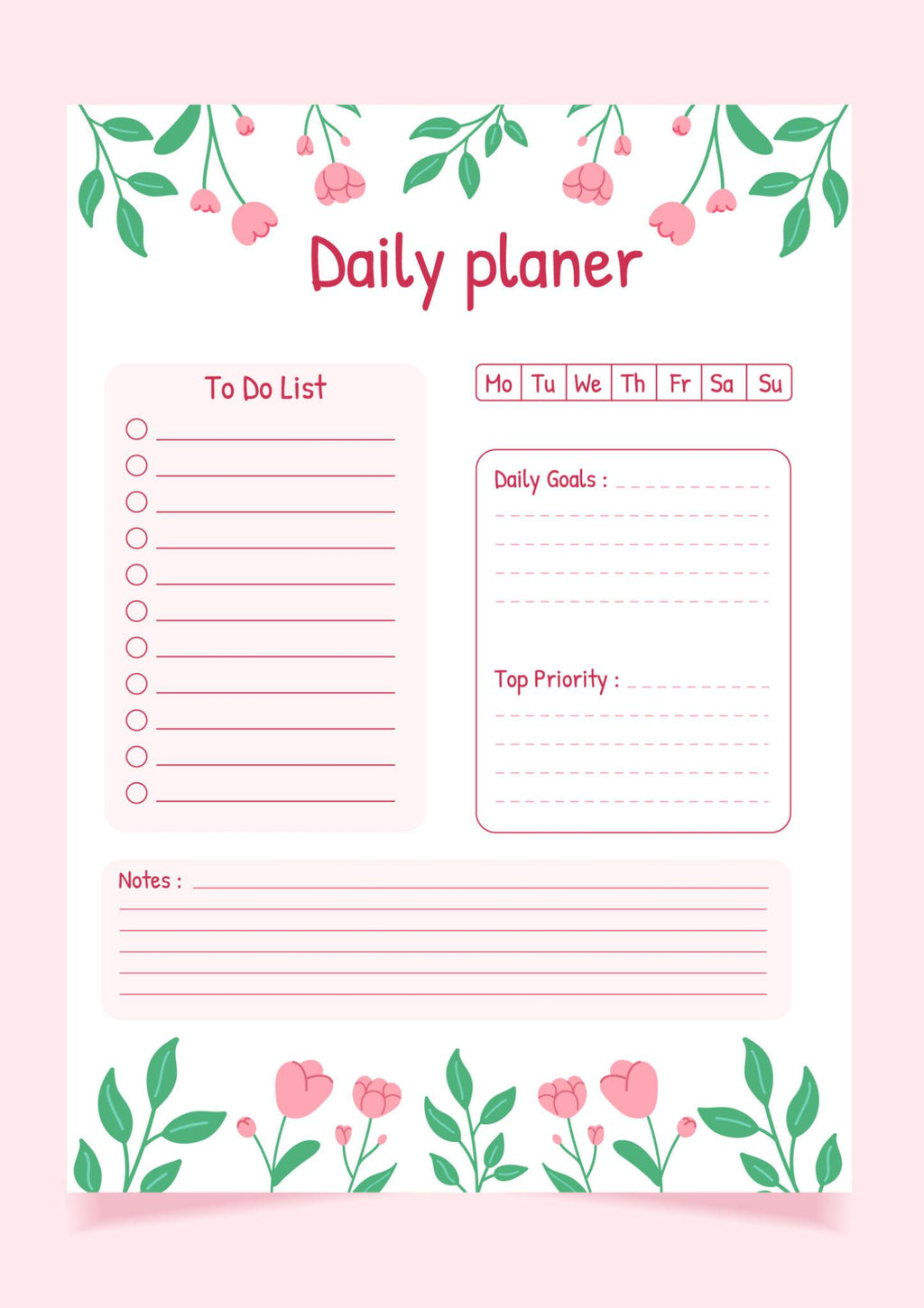Minimal Daily Planner Printable (Instant Download)
