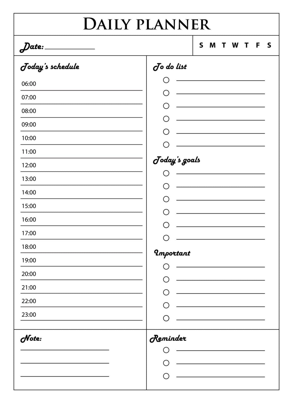 Minimal Daily Planner Printable (Instant Download)