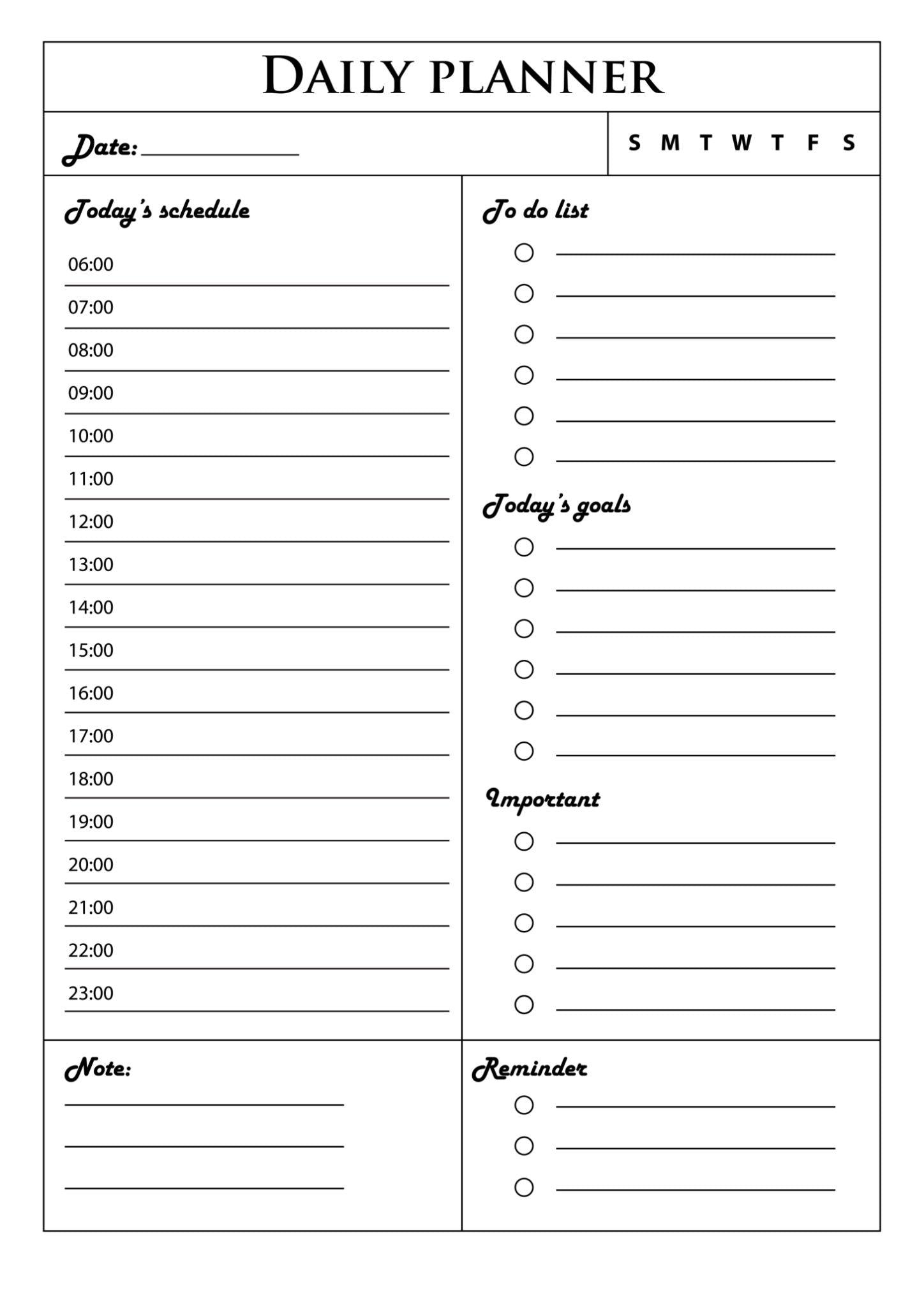 Minimal Daily Planner Printable (Instant Download)