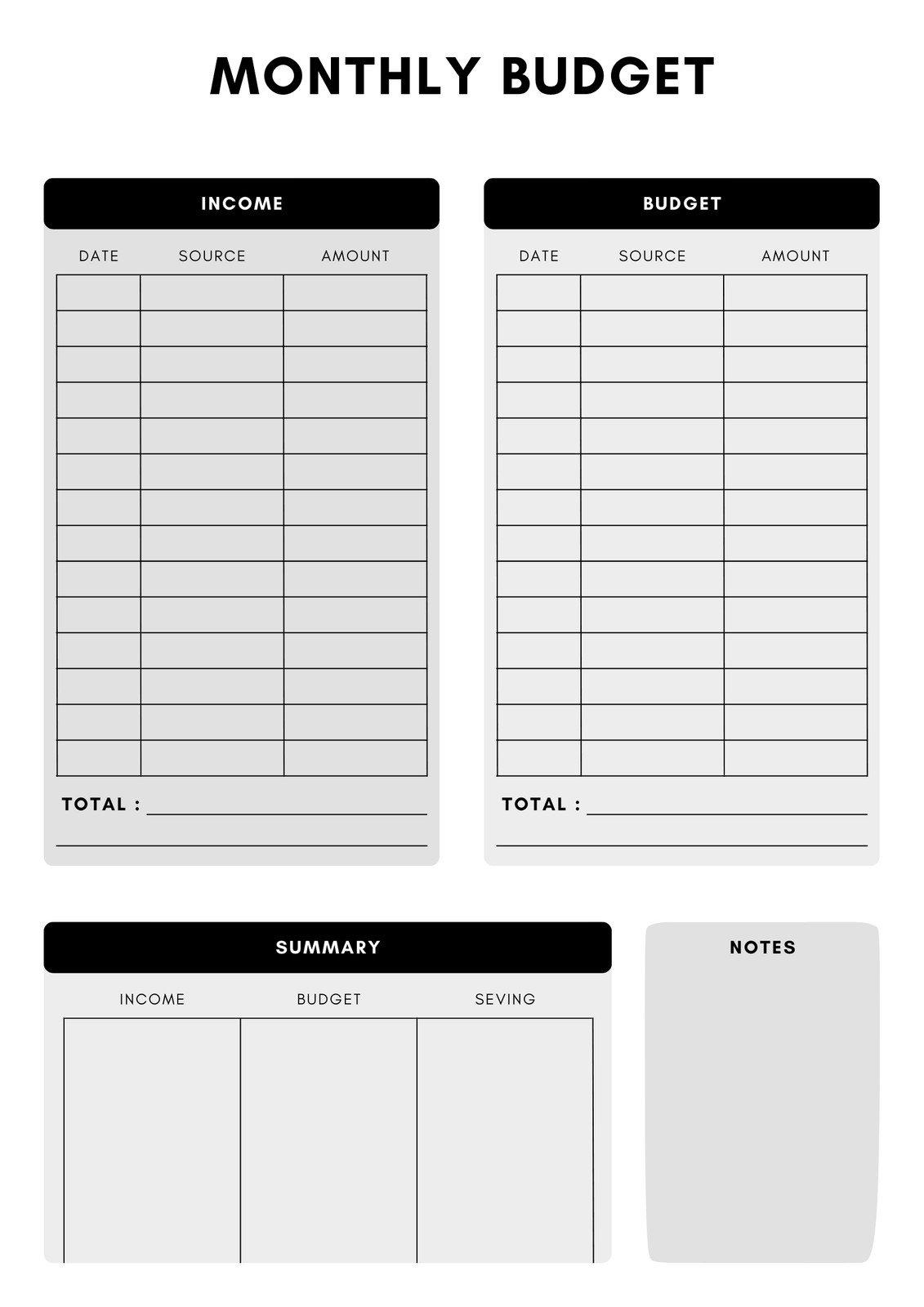 Monthly Budget & Expense Tracker Printable